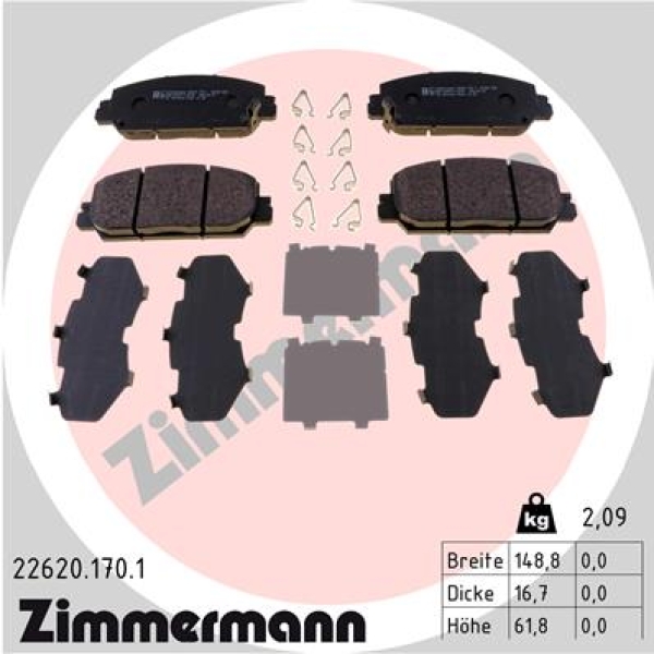 Zimmermann Brake pads for HONDA CR-V V (RW_, RT_) front