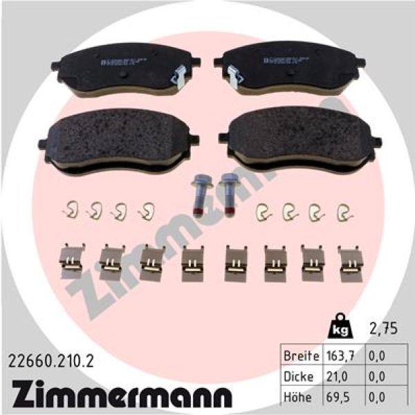 Zimmermann Bremsbeläge für MERCEDES-BENZ X-KLASSE Pritsche/Fahrgestell (470) vorne