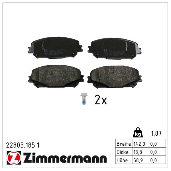 Zimmermann Bremsbeläge für RENAULT MEGANE IV Grandtour (K9A/M/N_) vorne