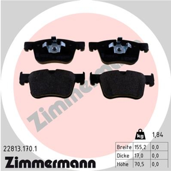 Zimmermann Brake pads for PEUGEOT 508 II (FB_, FH_, F3_) front