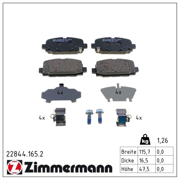 Zimmermann Bremsbeläge für JEEP COMPASS (MP, M6) hinten