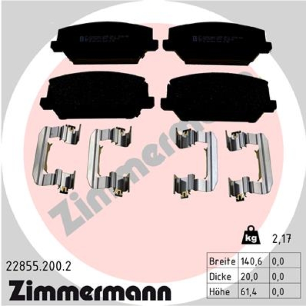 Zimmermann Brake pads for HYUNDAI i30 (PDE, PD, PDEN) front