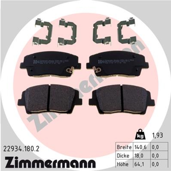 Zimmermann Brake pads for KIA STINGER (CK) front