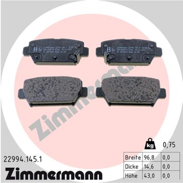 Zimmermann Brake pads for MITSUBISHI ECLIPSE CROSS (GK_) rear