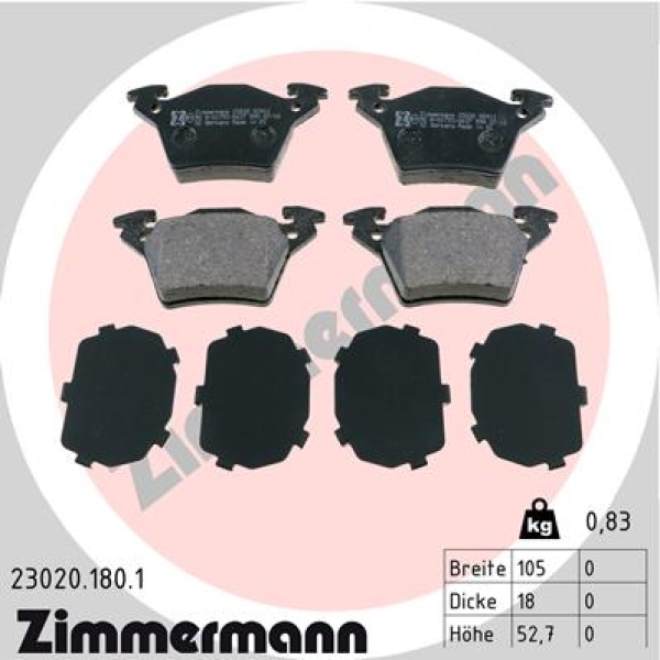 Zimmermann Brake pads for MERCEDES-BENZ V-KLASSE (638/2) rear
