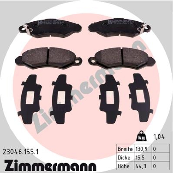 Zimmermann Bremsbeläge für SUZUKI SWIFT Cabriolet (SF413) vorne
