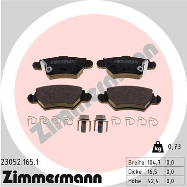 Zimmermann Brake pads for OPEL ASTRA G Caravan (T98) rear