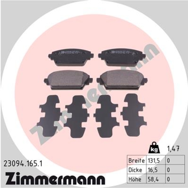 Zimmermann Bremsbeläge für NISSAN ALMERA TINO (V10) vorne