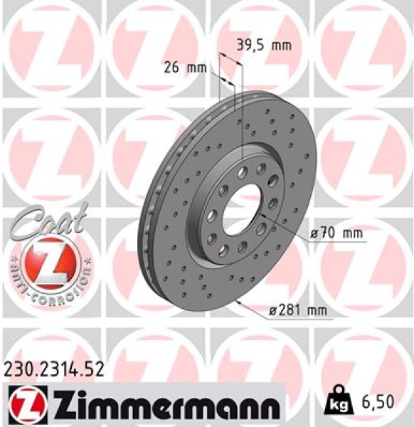 Zimmermann Sport Brake Disc for JEEP RENEGADE Geländewagen geschlossen (BU, B1) front