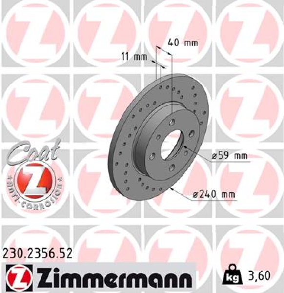 Zimmermann Sport Brake Disc for FIAT TEMPRA (159_) rear