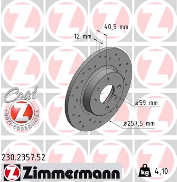 Zimmermann Sport Brake Disc for FIAT PUNTO Cabriolet (176_) front