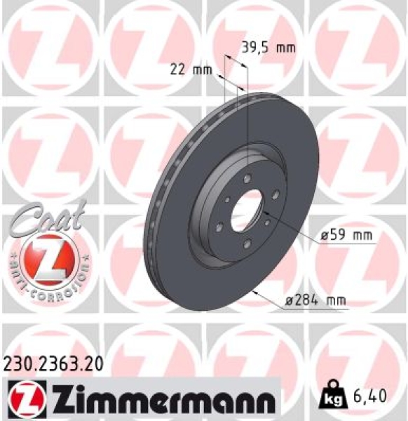 Zimmermann Brake Disc for FIAT MULTIPLA (186_) front