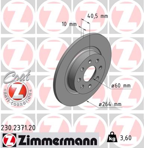 Zimmermann Brake Disc for FIAT GRANDE PUNTO (199_) rear