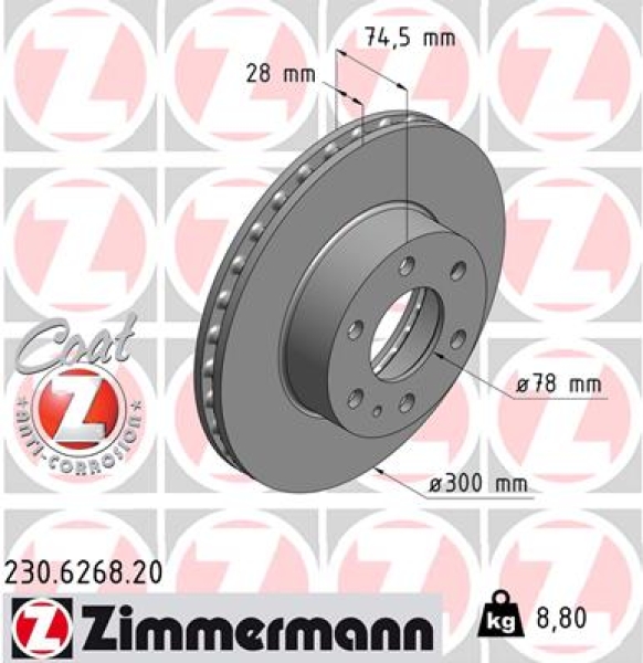 Zimmermann Brake Disc for IVECO DAILY V Kasten/Kombi front