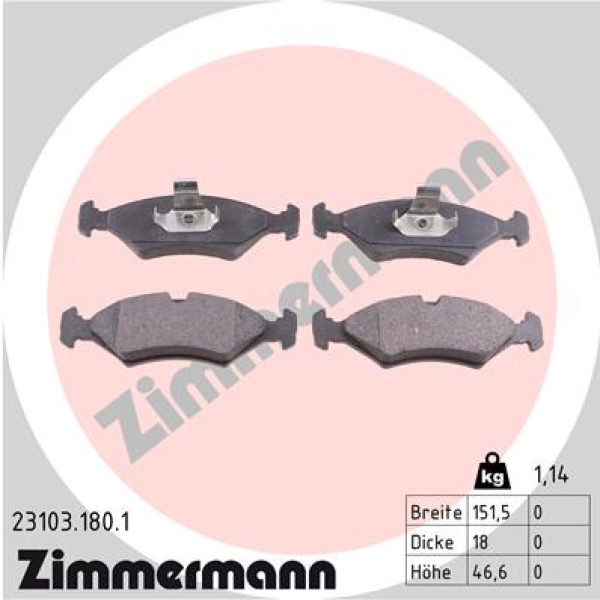 Zimmermann Brake pads for FORD FIESTA IV (JA_, JB_) front