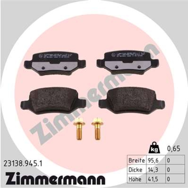 Zimmermann rd:z Brake pads for MERCEDES-BENZ VANEO (414) rear