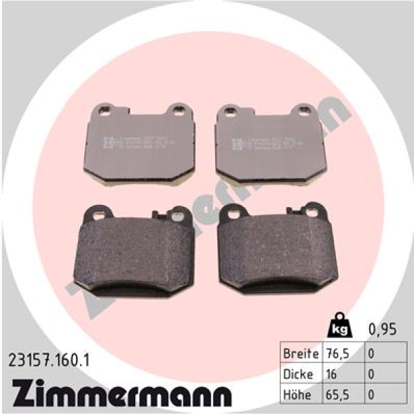 Zimmermann Bremsbeläge für MERCEDES-BENZ M-KLASSE (W163) hinten