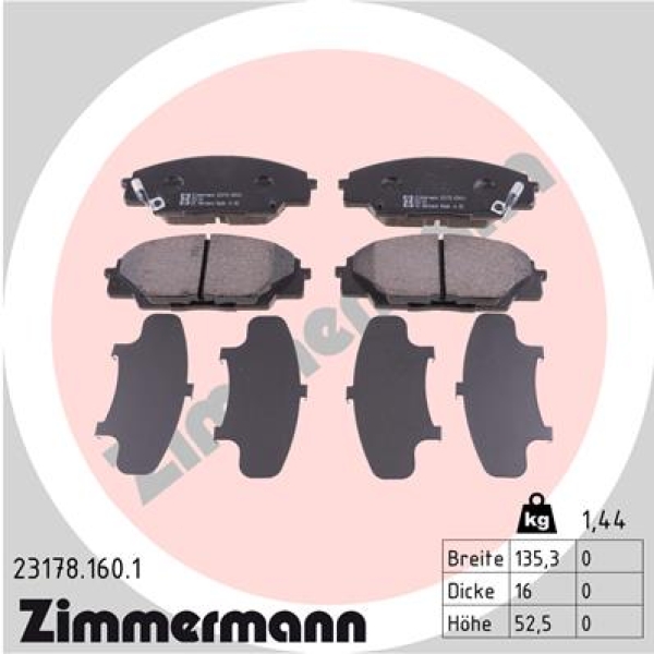 Zimmermann Brake pads for HONDA CIVIC VII Hatchback (EU, EP, EV) front