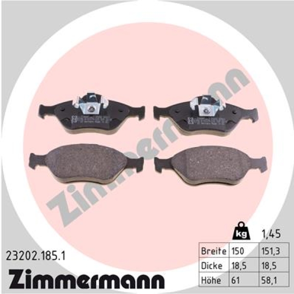 Zimmermann Brake pads for FORD FIESTA IV (JA_, JB_) front