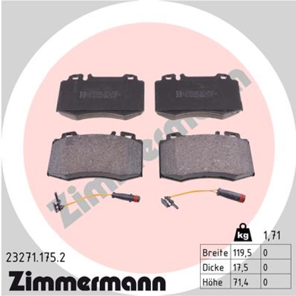 Zimmermann Brake pads for MERCEDES-BENZ M-KLASSE (W163) front