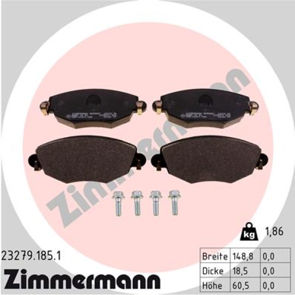 Zimmermann Brake pads for FORD MONDEO III Stufenheck (B4Y) front