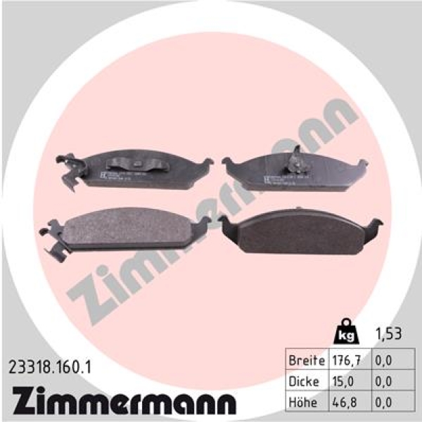 Zimmermann Brake pads for CHRYSLER STRATUS (JA) front
