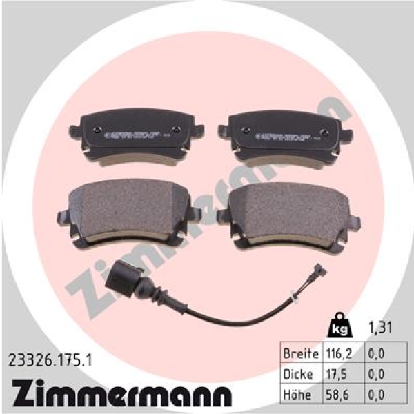 Zimmermann Brake pads for VW TRANSPORTER T6 Pritsche/Fahrgestell (SFD, SFE, SFL, SFZ) rear