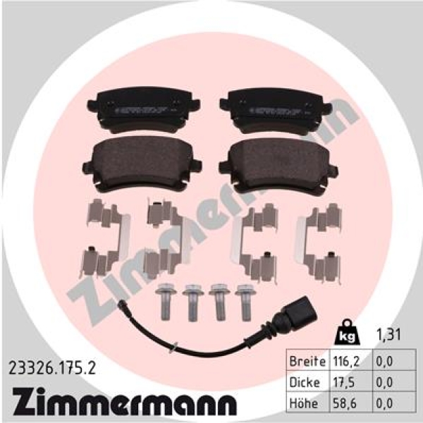 Zimmermann Brake pads for VW TRANSPORTER T6 Bus (SGB, SGG, SGJ) rear