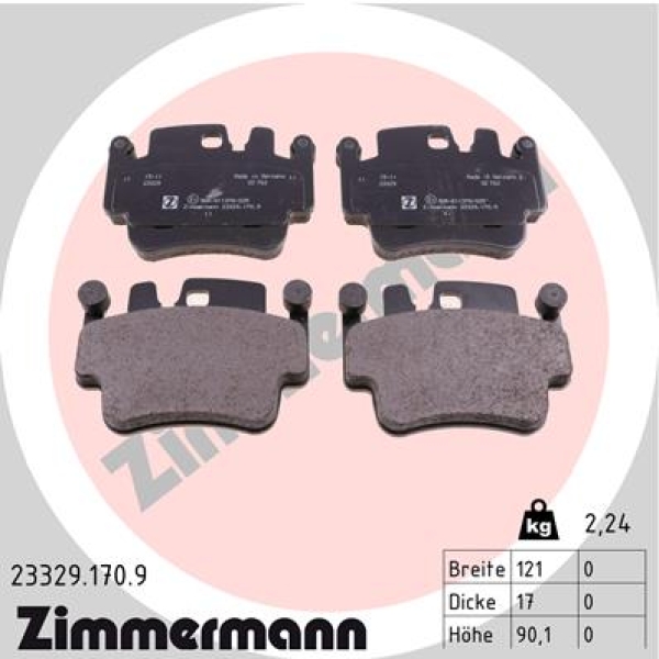 Zimmermann Bremsbeläge for PORSCHE 911 Targa (997) front
