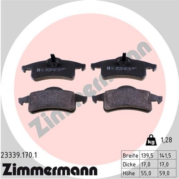 Zimmermann Brake pads for JEEP GRAND CHEROKEE II (WJ, WG) rear