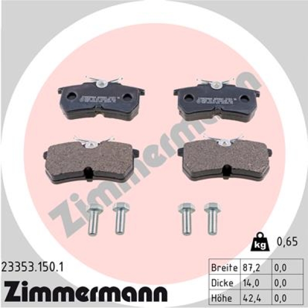 Zimmermann Brake pads for FORD FOCUS Stufenheck (DFW) rear