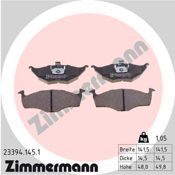 Zimmermann Brake pads for VW LUPO (6X1, 6E1) front