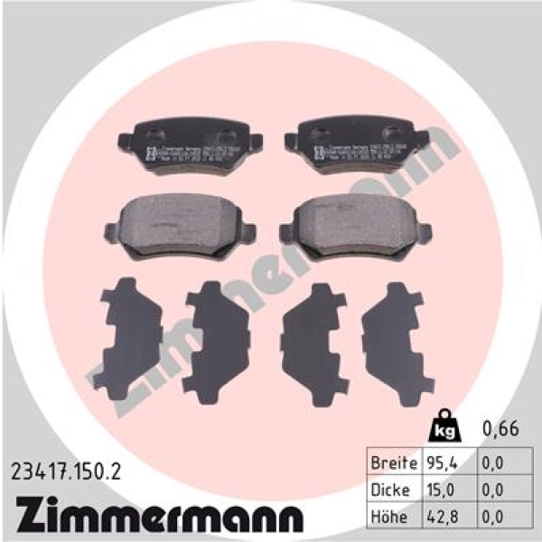 Zimmermann Bremsbeläge für OPEL ASTRA H Stufenheck (A04) hinten