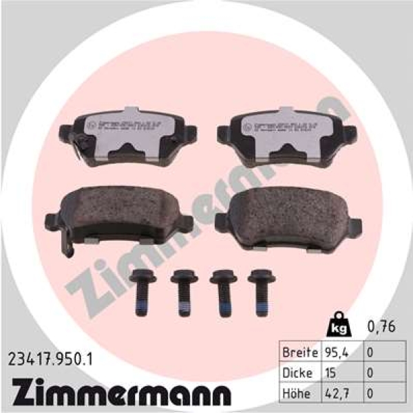 Zimmermann rd:z Brake pads for OPEL ASTRA G Caravan (T98) rear