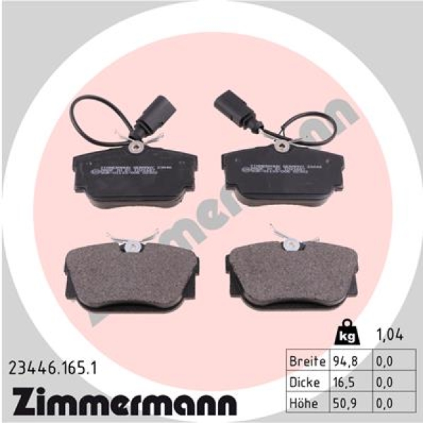 Zimmermann Brake pads for FORD GALAXY (WGR) rear