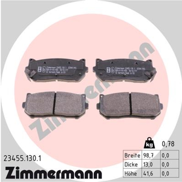 Zimmermann Brake pads for KIA CARENS I (FC) rear