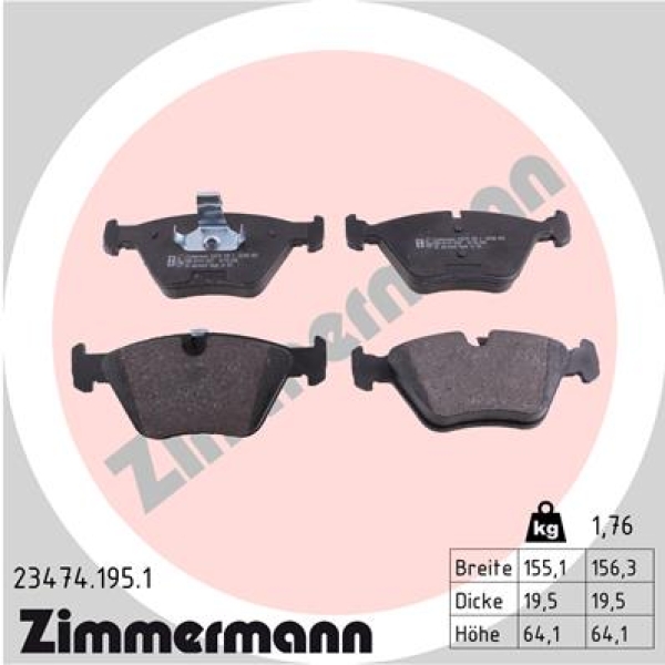 Zimmermann Bremsbeläge für BMW Z3 Coupe (E36) vorne
