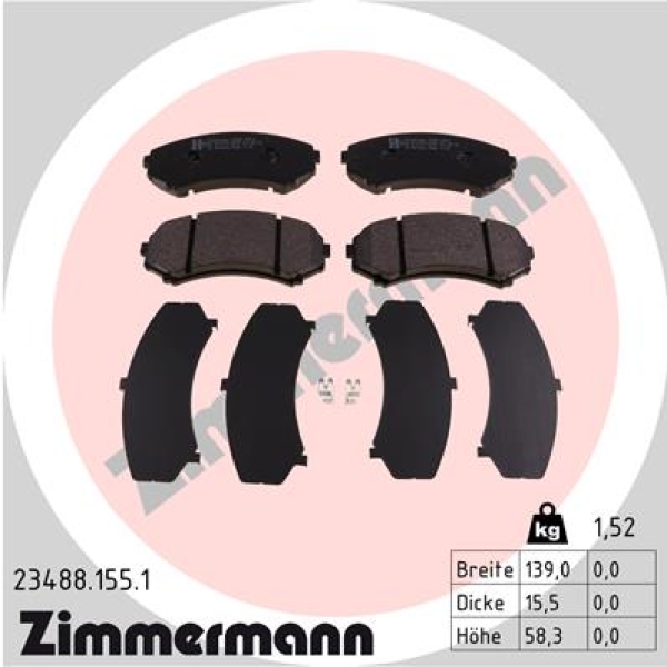 Zimmermann Bremsbeläge für MAZDA E-SERIE Pritsche/Fahrgestell (SD1, SL) vorne