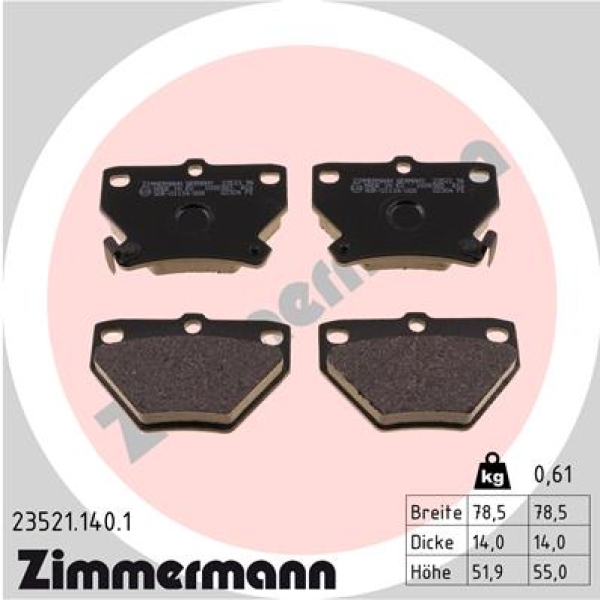 Zimmermann Brake pads for TOYOTA CELICA Coupe (_T23_) rear