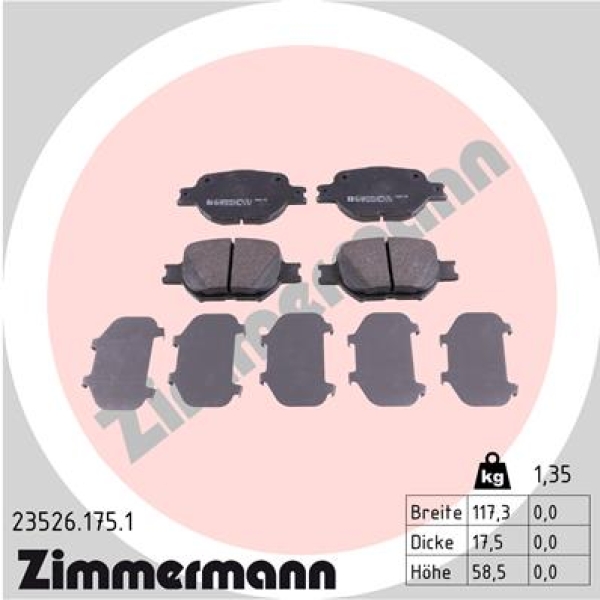 Zimmermann Brake pads for TOYOTA CELICA Coupe (_T23_) front