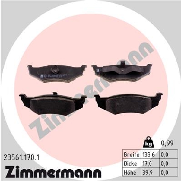 Zimmermann Brake pads for CHRYSLER 300 M (LR) rear