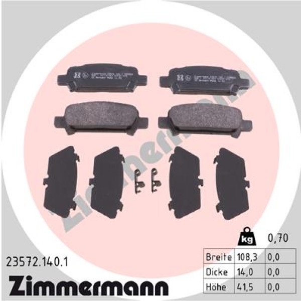 Zimmermann Brake pads for SUBARU LEGACY III Station Wagon (BH) rear