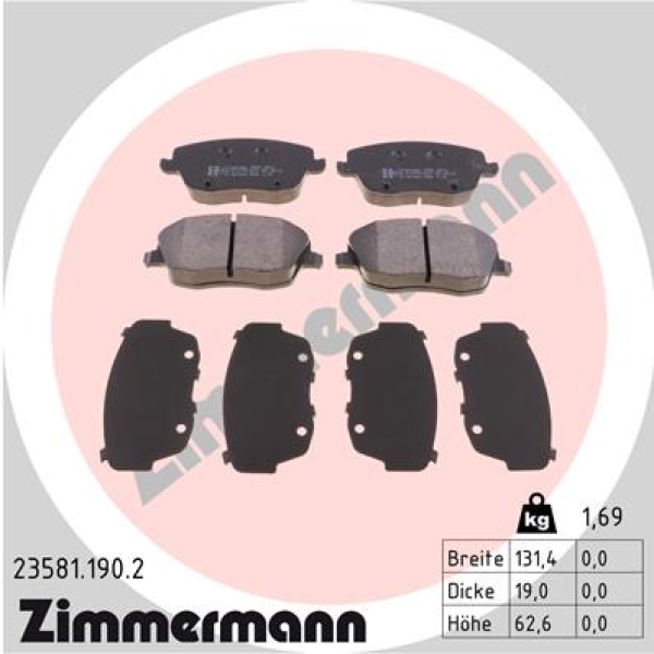 Zimmermann Bremsbeläge für SEAT CORDOBA (6L2) vorne
