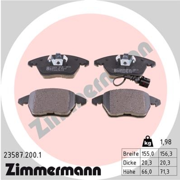 Zimmermann Brake pads for AUDI A3 Sportback (8PA) front