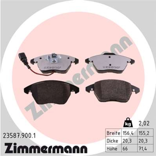Zimmermann rd:z Brake pads for AUDI A3 Sportback (8PA) front