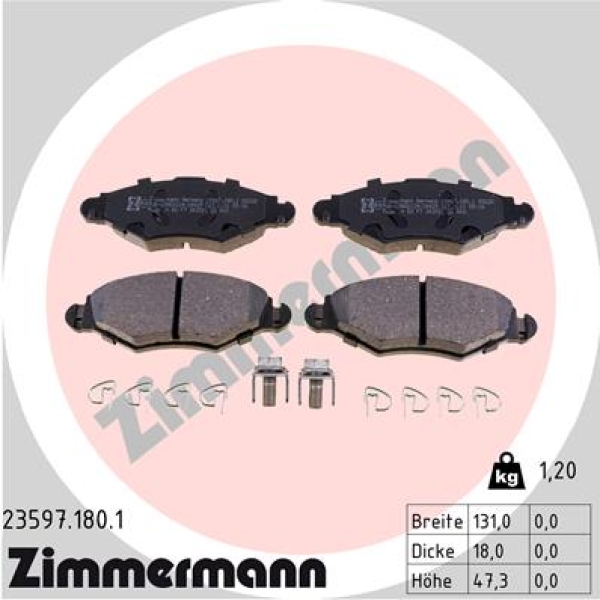 Zimmermann Brake pads for PEUGEOT 306 (7B, N3, N5) front