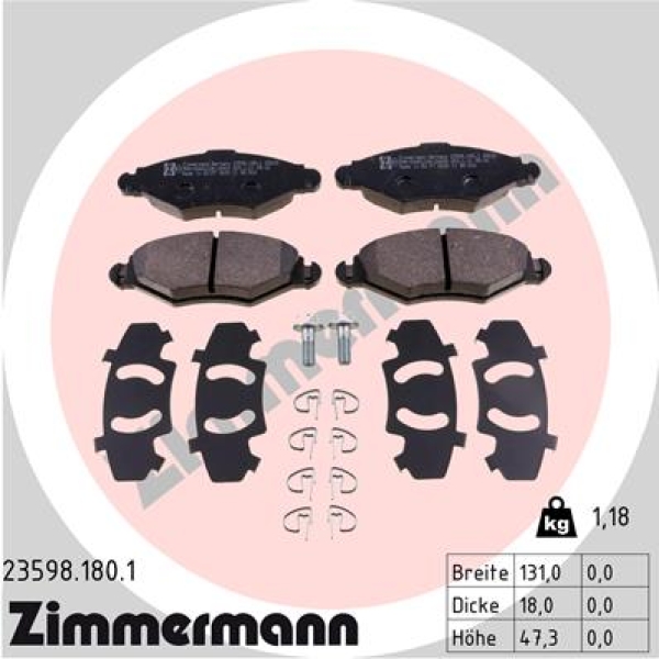 Zimmermann Brake pads for PEUGEOT 306 Cabriolet (7D, N3, N5) front