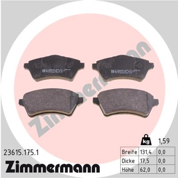Zimmermann Bremsbeläge für LAND ROVER FREELANDER Soft Top (L314) vorne