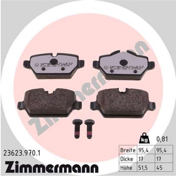Zimmermann rd:z Bremsbeläge für MINI MINI PACEMAN (R61) hinten