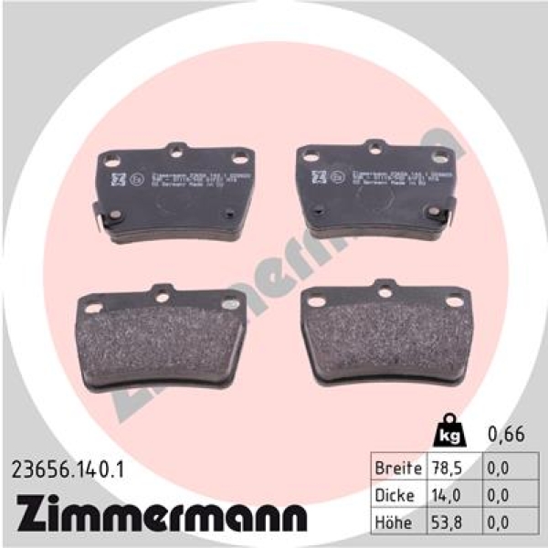 Zimmermann Brake pads for TOYOTA RAV 4 II (_A2_) rear